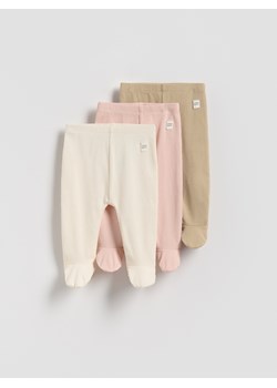 Reserved - Bawełniane legginsy 3 pack - beżowy ze sklepu Reserved w kategorii Odzież dla niemowląt - zdjęcie 185580523