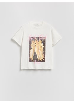 Reserved - T-shirt z nadrukiem - biały ze sklepu Reserved w kategorii Bluzki damskie - zdjęcie 185582884