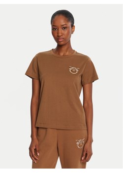 PINKO T-Shirt Nambrone 103320 A2RN Brązowy Regular Fit ze sklepu MODIVO w kategorii Bluzki damskie - zdjęcie 185585962