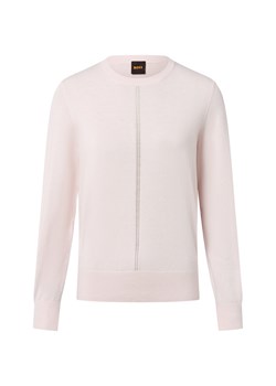 BOSS Orange Damski sweter z dzianiny - Finguine Kobiety drobna dzianina różowy jednolity ze sklepu vangraaf w kategorii Swetry damskie - zdjęcie 185589583