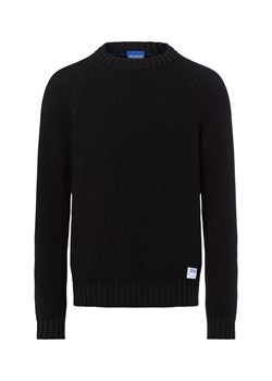 HUGO BLUE Męski sweter z dzianiny - Sonnee Mężczyźni Bawełna czarny jednolity ze sklepu vangraaf w kategorii Swetry męskie - zdjęcie 185589584