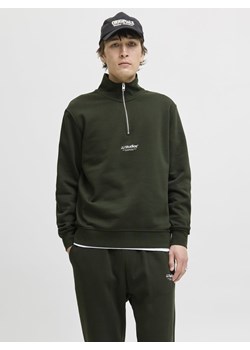 Jack & Jones Sweter - JJEsoho Mężczyźni Bawełna jodłowy jednolity ze sklepu vangraaf w kategorii Bluzy męskie - zdjęcie 185589600