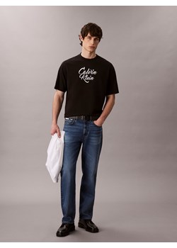 Calvin Klein Jeans Koszulka męska Mężczyźni Bawełna czarny jednolity ze sklepu vangraaf w kategorii T-shirty męskie - zdjęcie 185589604