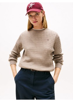 Tommy Hilfiger Sweter damski z dzianiny Kobiety Bawełna taupe marmurkowy - id: 761940-0003-09900 - marki Tommy Hilfiger - 185589610 Tommy Hilfiger Sweter damski z dzianiny Kobiety Bawełna taupe marmurkowy ze sklepu vangraaf w kategorii Swetry damskie - zdjęcie 185589610