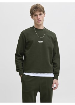 Jack & Jones Bluza męska - JJEsoho Mężczyźni Materiał dresowy khaki jednolity ze sklepu vangraaf w kategorii Bluzy męskie - zdjęcie 185589611