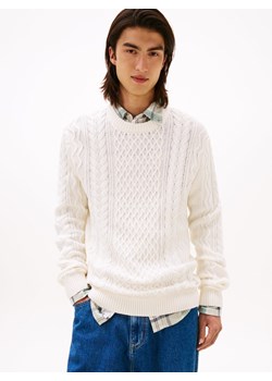 Tommy Jeans Męski sweter Mężczyźni Bawełna écru jednolity ze sklepu vangraaf w kategorii Swetry męskie - zdjęcie 185589614