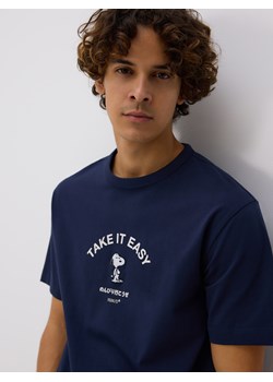 Reserved - Bawełniany t-shirt Snoopy - granatowy ze sklepu Reserved w kategorii T-shirty męskie - zdjęcie 185590522