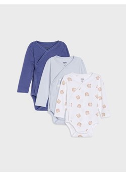Sinsay - Bawełniane body z długimi rękawami 3 pack - błękitny ze sklepu Sinsay w kategorii Odzież dla niemowląt - zdjęcie 185592062