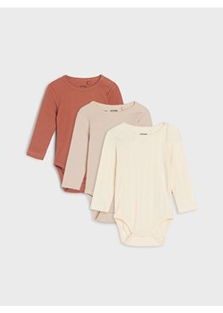 Sinsay - Prążkowane body 3 pack - kremowy ze sklepu Sinsay w kategorii Body niemowlęce - zdjęcie 185592063