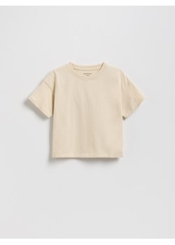 Reserved - Bawełniany t-shirt - beżowy ze sklepu Reserved w kategorii T-shirty chłopięce - zdjęcie 185593364