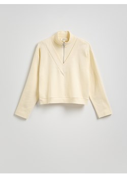 Reserved - Bluza z rozpinanym półgolfem - złamana biel ze sklepu Reserved w kategorii Bluzy damskie - zdjęcie 185593594