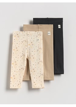 Reserved - Bawełniane legginsy z naszywką - złamana biel ze sklepu Reserved w kategorii Odzież dla niemowląt - zdjęcie 185593791
