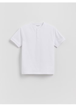 Reserved - Bawełniany t-shirt henley - biały ze sklepu Reserved w kategorii T-shirty chłopięce - zdjęcie 185595842