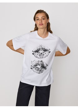 Reserved - T-shirt z nadrukiem - biały ze sklepu Reserved w kategorii Bluzki damskie - zdjęcie 185595893
