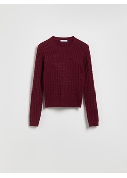 Reserved - Sweter z ozdobnym splotem - bordowy ze sklepu Reserved w kategorii Swetry damskie - zdjęcie 185597623