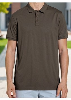 Sinsay - Bawełniana koszulka polo - brązowy ze sklepu Sinsay w kategorii T-shirty męskie - zdjęcie 185598340