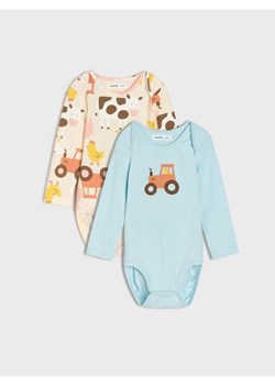 Sinsay - Body z motywem w pojazdy 2 pack - błękitny - id: 001FX-05X - marki Sinsay - 185599854 Sinsay - Body z motywem w pojazdy 2 pack - błękitny ze sklepu Sinsay w kategorii Body niemowlęce - zdjęcie 185599854