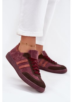 Damskie Sneakersy Zamszowe Bordowe Zazoo N1068 ze sklepu ZAZOO w kategorii Buty sportowe damskie - zdjęcie 185602132