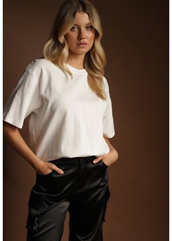 Biały Basicowy T-shirt z Bawełny Meranissea - id: YL-A637-71-WHITE - marki Renee - 185614741 Biały Basicowy T-shirt z Bawełny Meranissea ze sklepu renee.pl w kategorii Bluzki damskie - zdjęcie 185614741