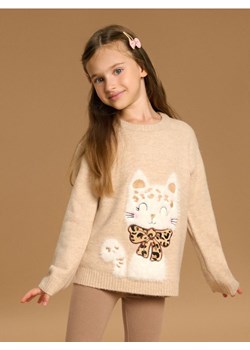Sinsay - Strukturalny sweter z motywem zwierzęcym - beżowy - id: WK180-80M - marki Sinsay - 185615870 Sinsay - Strukturalny sweter z motywem zwierzęcym - beżowy ze sklepu Sinsay w kategorii Swetry dziewczęce - zdjęcie 185615870