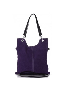 Uniwersalne Torebki Skórzane XL Zamsz Naturalny Fioletowa ze sklepu PaniTorbalska w kategorii Torby Shopper bag - zdjęcie 185618741