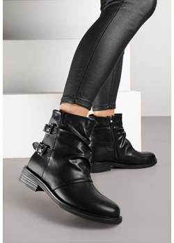 Czarne Botki Typu Biker Boots ze Sprzączkami Tulianelle ze sklepu renee.pl w kategorii Botki - zdjęcie 185620943