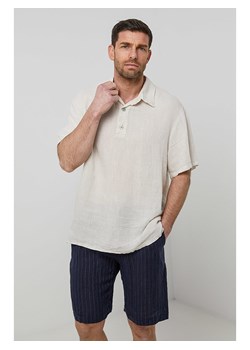 Rodier Lin Lniana koszulka polo w kolorze kremowym ze sklepu Limango Polska w kategorii T-shirty męskie - zdjęcie 185621364