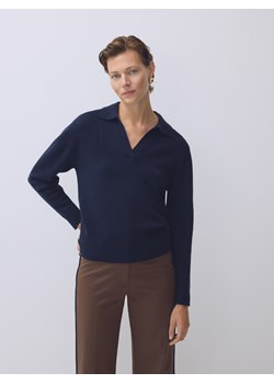 Reserved - Sweter polo z wełny merino - granatowy ze sklepu Reserved w kategorii Swetry damskie - zdjęcie 185622564