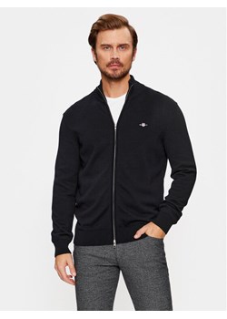 Gant Kardigan Casual Cotton Zip 8030164 Czarny Regular Fit ze sklepu MODIVO w kategorii Swetry męskie - zdjęcie 185625642