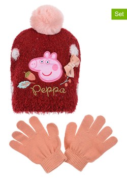 Peppa Pig 3-częściowy zestaw &quot;Świnka Peppa&quot; w kolorze czerwonym ze sklepu Limango Polska w kategorii Czapki dziecięce - zdjęcie 185627073