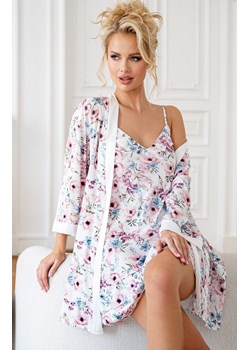 Koszulka nocna damska satynowa w kwiatki Rosa, Kolor ecru-wzór, Rozmiar S, Donna ze sklepu Primodo w kategorii Koszule nocne - zdjęcie 185631362