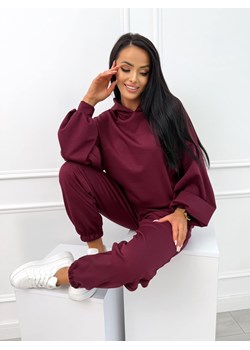 Bordowy Dresowy Komplet Bluza z Kapturem +Spodnie ze sklepu ModnaKiecka.pl w kategorii Dresy damskie - zdjęcie 185637184