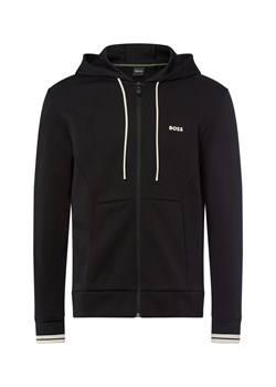 BOSS Green Męska kurtka z kapturem - Hoodie Zone Mężczyźni Materiał dresowy czarny jednolity ze sklepu vangraaf w kategorii Bluzy męskie - zdjęcie 185638351