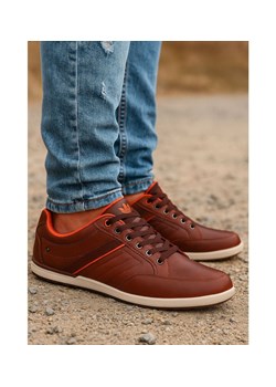 Brązowe niskie trampki męskie /B4-3 18065 T239/ ze sklepu Pantofelek24.pl w kategorii Trampki męskie - zdjęcie 185640202