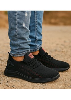Wsuwane czarne sneakersy męskie /A9-3 18006 G389/ ze sklepu Pantofelek24.pl w kategorii Buty sportowe męskie - zdjęcie 185640593