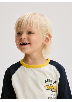Reserved - Bawełniany longsleeve - złamana biel ze sklepu Reserved w kategorii T-shirty chłopięce - zdjęcie 185642283