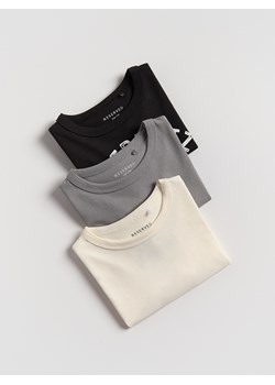 Reserved - Bawełniany longsleeve 3 pack - czarny ze sklepu Reserved w kategorii T-shirty chłopięce - zdjęcie 185642292