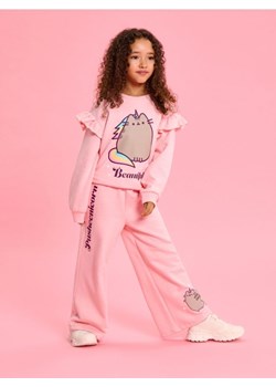 Sinsay - Bawełniane spodnie wide leg Pusheen the Cat - różowy ze sklepu Sinsay w kategorii Spodnie dziewczęce - zdjęcie 185648424