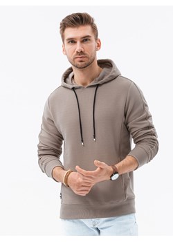 Bluza męska z kapturem - beżowa B1155 ze sklepu ombre w kategorii Bluzy męskie - zdjęcie 185649324