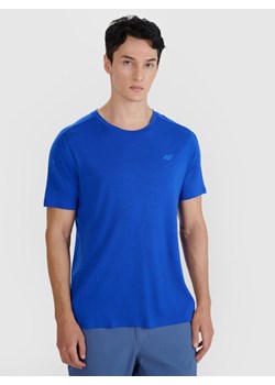 Męska koszulka trekkingowa 4F 4FWSS25TFTSM1268 - niebieska ze sklepu Sportstylestory.com w kategorii T-shirty męskie - zdjęcie 185649923