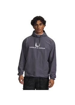 Męska bluza nierozpinana z kapturem Under Armour UA Unstoppable Wvn Hoodie - szara ze sklepu Sportstylestory.com w kategorii Bluzy męskie - zdjęcie 185650152