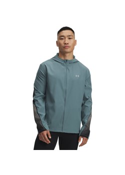 Męska kurtka do biegania Under Armour UA Velociti Storm Hooded - turkusowa ze sklepu Sportstylestory.com w kategorii Kurtki męskie - zdjęcie 185650302