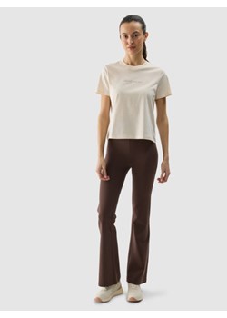 Damski t-shirt z nadrukiem 4F 4FWSS24TTSHF1354 - żółty ze sklepu Sportstylestory.com w kategorii Bluzki damskie - zdjęcie 185650322