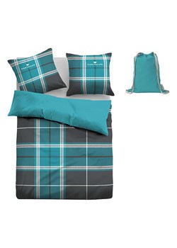 Tom Tailor home Komplet pościeli flanelowej &quot;Eric&quot; w kolorze turkusowo-szarym - 200 x 135 cm ze sklepu Limango Polska w kategorii Pościele - zdjęcie 185650701