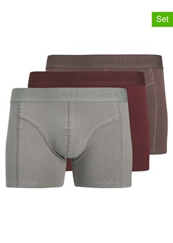Jack &amp; Jones Bokserki (3 pary) &quot;Jacordinary&quot; w kolorze szaro-brązowo-czerwonym ze sklepu Limango Polska w kategorii Majtki męskie - zdjęcie 185651072