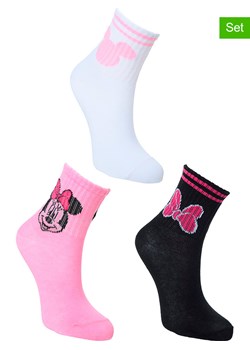 Disney Minnie Mouse Skarpety (3 pary) &quot;Minnie&quot; w kolorze jasnoróżowo-biało-czarnym ze sklepu Limango Polska w kategorii Skarpetki dziecięce - zdjęcie 185651334