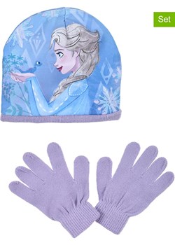 FROZEN 2-częściowy zestaw &quot;Kraina Lodu&quot; w kolorze fioletowo-błękitnym ze sklepu Limango Polska w kategorii Czapki dziecięce - zdjęcie 185652343