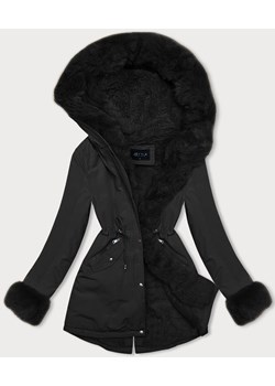 Krótka parka zimowa na futerku czarna (16M9062-392) ze sklepu goodlookin.pl w kategorii Parki damskie - zdjęcie 185657134