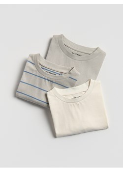 Reserved - Bawełniany t-shirt 3 pack - złamana biel ze sklepu Reserved w kategorii T-shirty chłopięce - zdjęcie 185657884