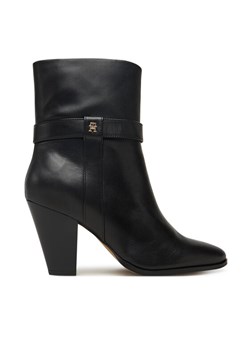 Tommy Hilfiger Botki Th T-Strap Leather Pointy Bootie FW0FW08984 Czarny ze sklepu MODIVO w kategorii Botki - zdjęcie 185659142